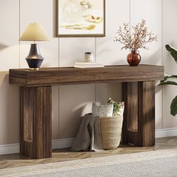 Wooden Sofa Table, 63-Inch Console Table For Entryway