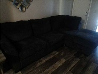 Black Fabric Sectional Sofa with Chaise