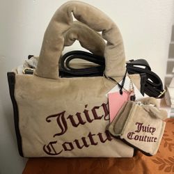 Juicy Couture Better Together Square Tote & Matching Mini Bag- PECAN