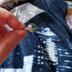 Mermaid Green Crystal Ring Size 10