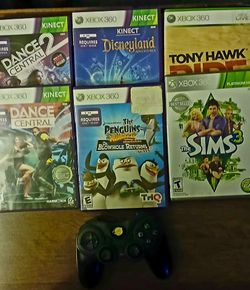 Xbox 360 Game Controller with 6 games