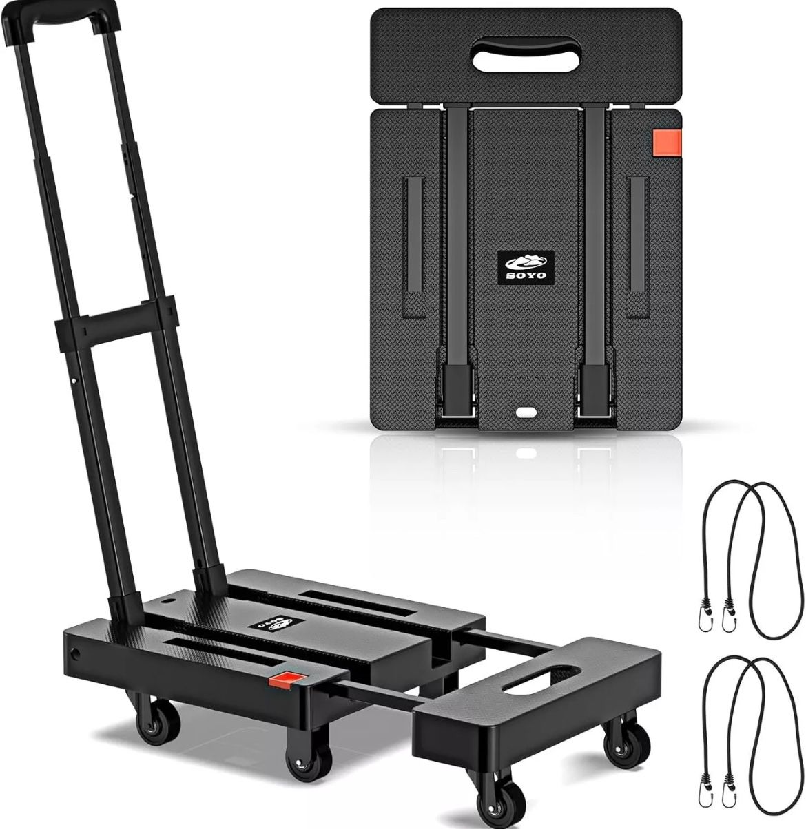 SOYO Folding Hand Truck, 500lbs Heavy Duty Dolly, Portable 6 Wheels Collapsible