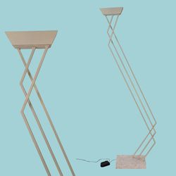 Relco 1980s Postmodern Torchiere Lamp Frattini Italian Design Travertine Base