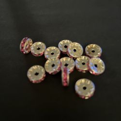 13 Piece Pink CZ Reinstone  Beads