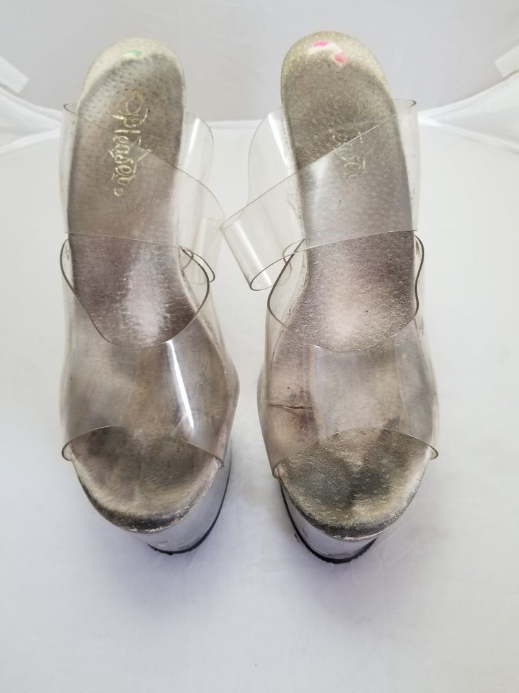 Used Stripper heels size 8 clear