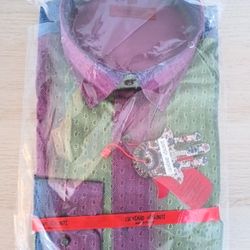 RARE Vintage Luchiano Visconti Multicolor Striped Men's Sport Shirt - Size: LARGE - BRAND NEW WITH TAGS 