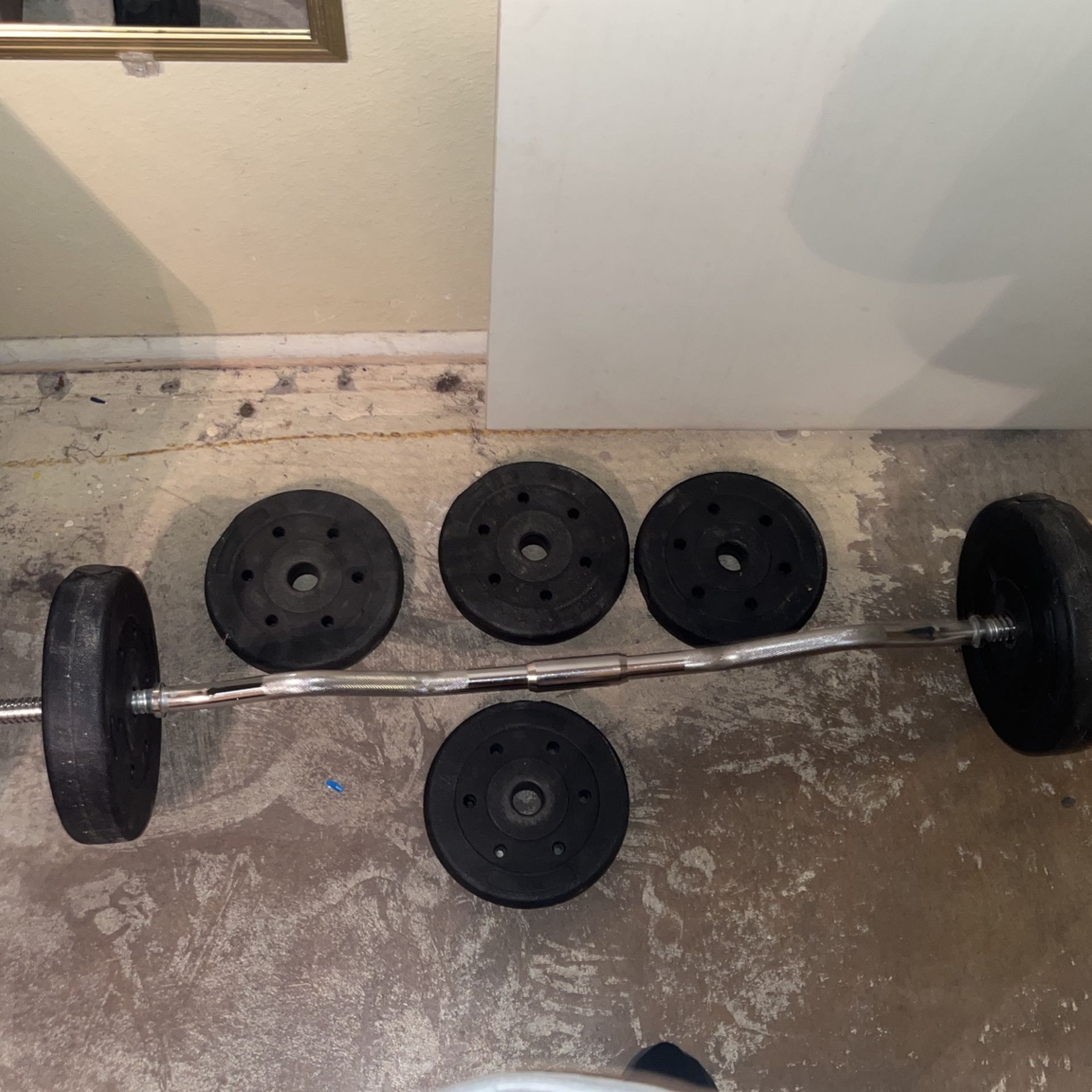 Curl Bar With 30 Pound Weights For 110 