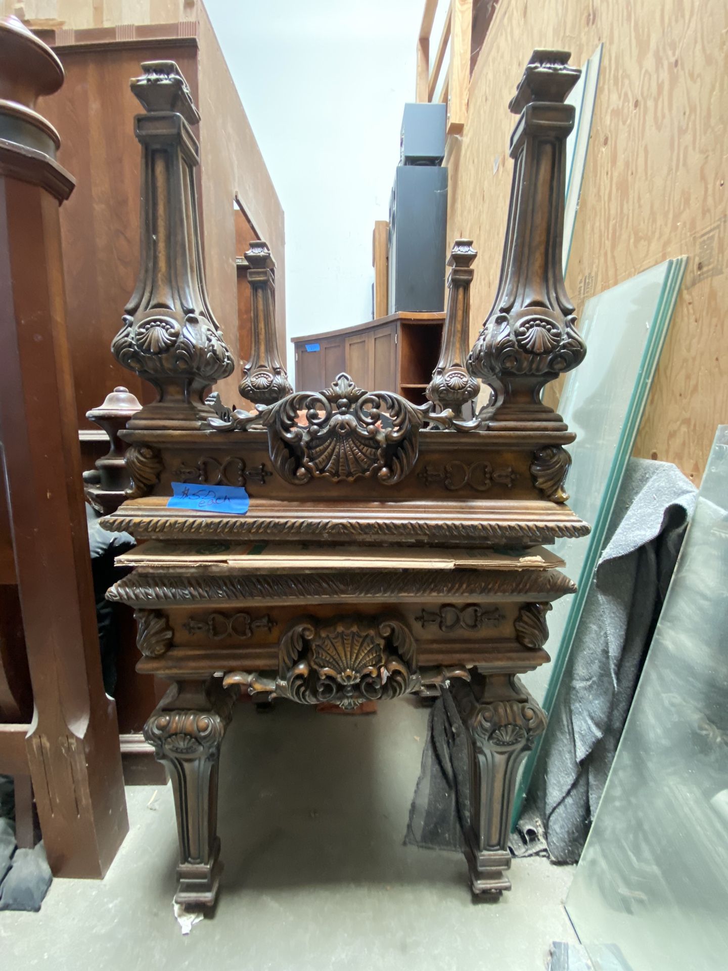 Marble Top Wooden Engraved Table