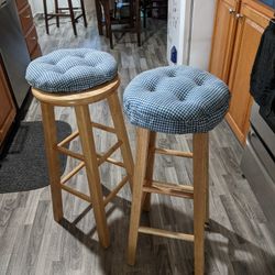 Wood Stools And Seat Cushions