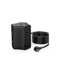 Flat Extension Cord with 6 AC Outlets and 3 Extra Charging Ports, Surge Protector Power Strip Tower 5 FT, Flat Plug Power Strip 1250W, USB Charging St