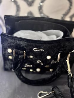 Call It Spring Embellished Black Velvet Mini Bag – Top Handle & Crossbody