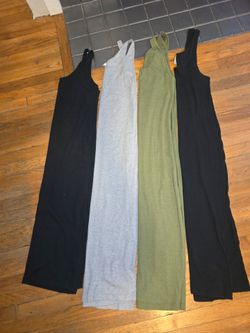 Lot of 4 Ribbed Maxi Tank Dresses Lg