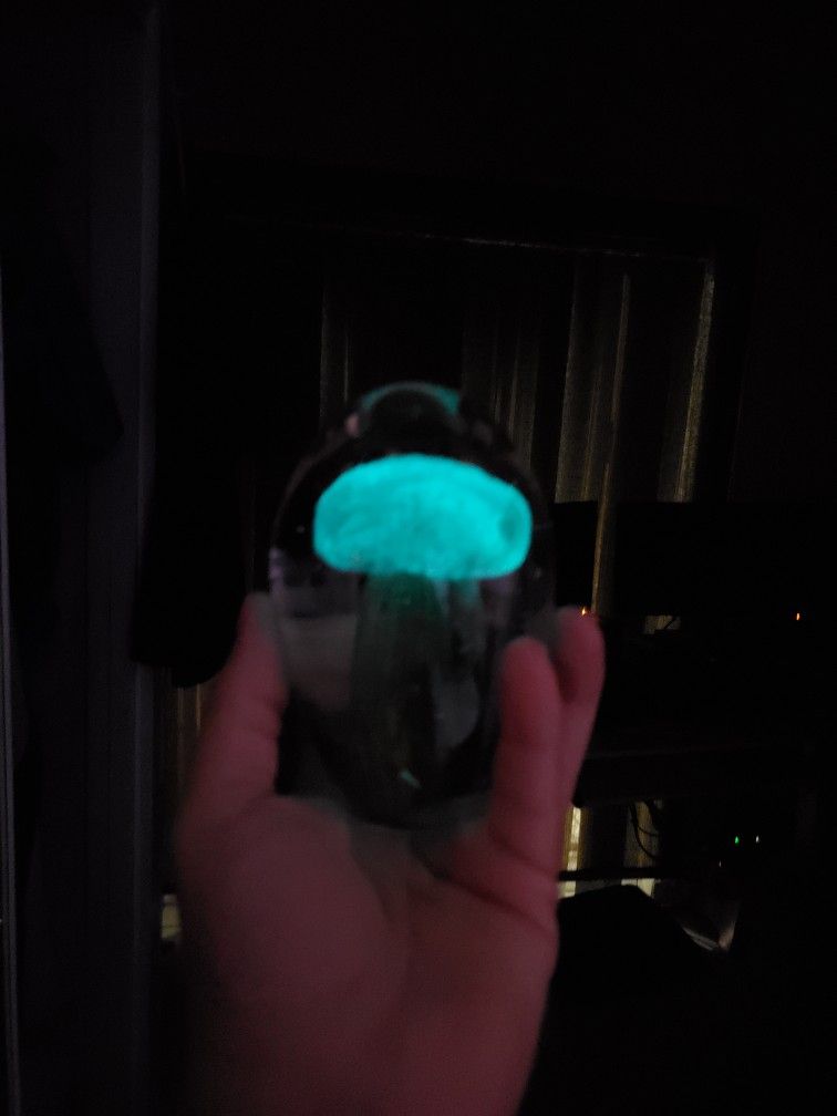 Hand made 5" Jelly Fish Green color in the glass, glowing in the dark,