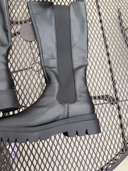 Black Tall Chelsea Boots with Lug Sole