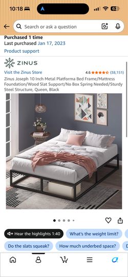 Black Metal Queen Bed-frame from Amazon