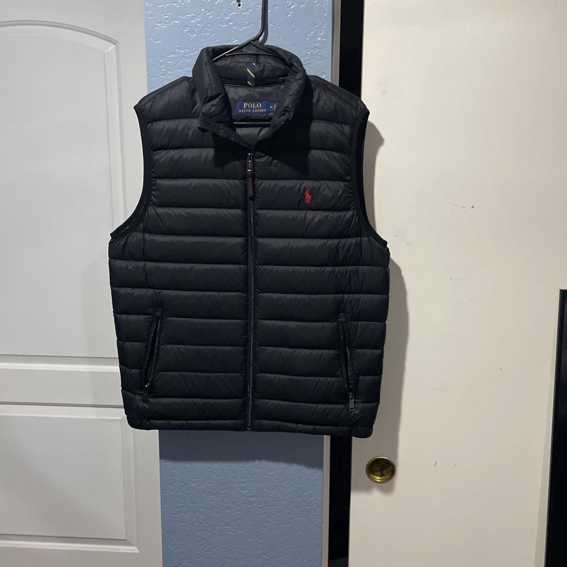 Black Polo Puffed Vest Jacket 