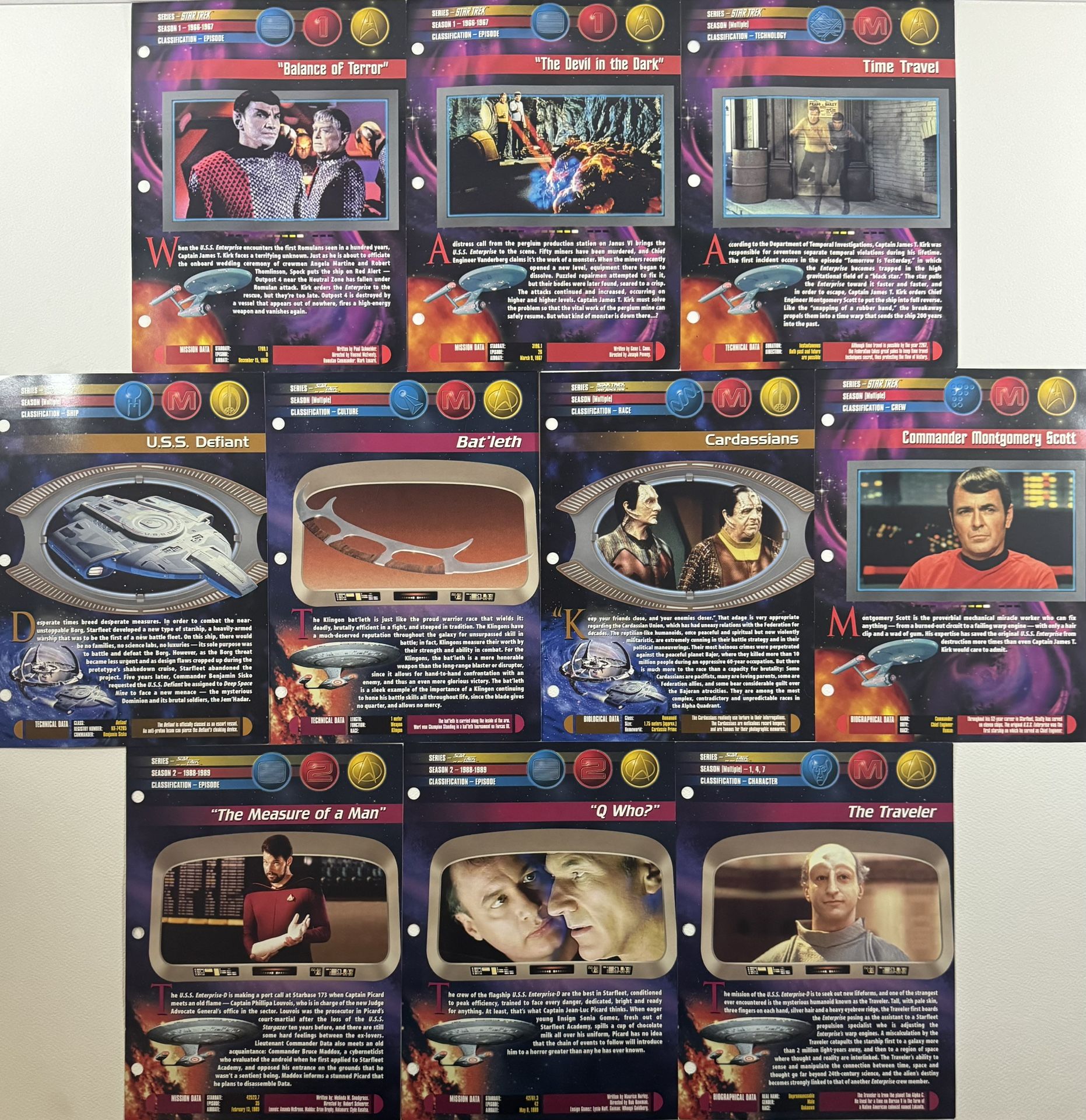 STAR TREK UNIVERSE COLLECTOR CARD BINDER CELLS