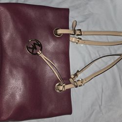 Michael Kors Jet Set Plum Leather Tote Bag 