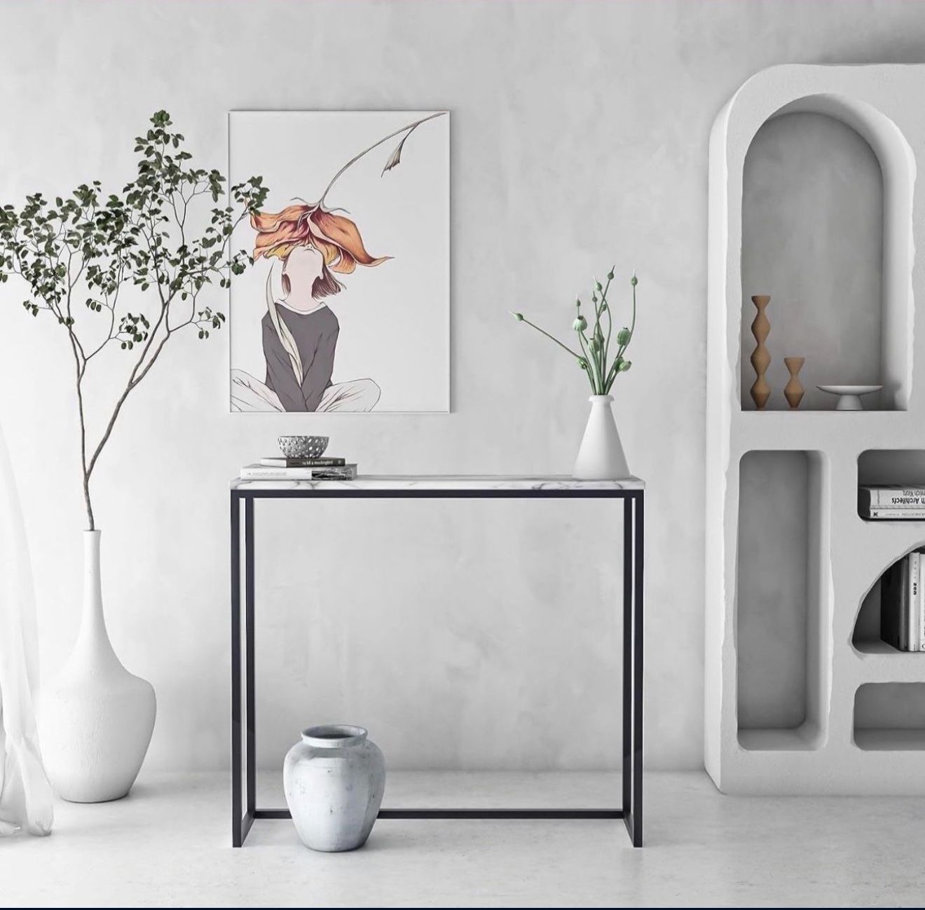 36" Faux Marble Top Console Table