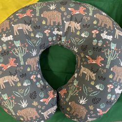 Boppy Pillow in Green Forest Animals Print - Like New