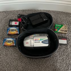 Panasonic VHS-C Camcorder Bundle w/ Charger, Case & 4 Tapes