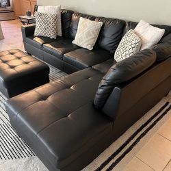 Black Sofa L Sectional 