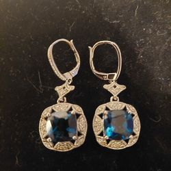 BEAUTIFUL NATURAL LONDON BLUE 3 PIECE TOPAZ SET