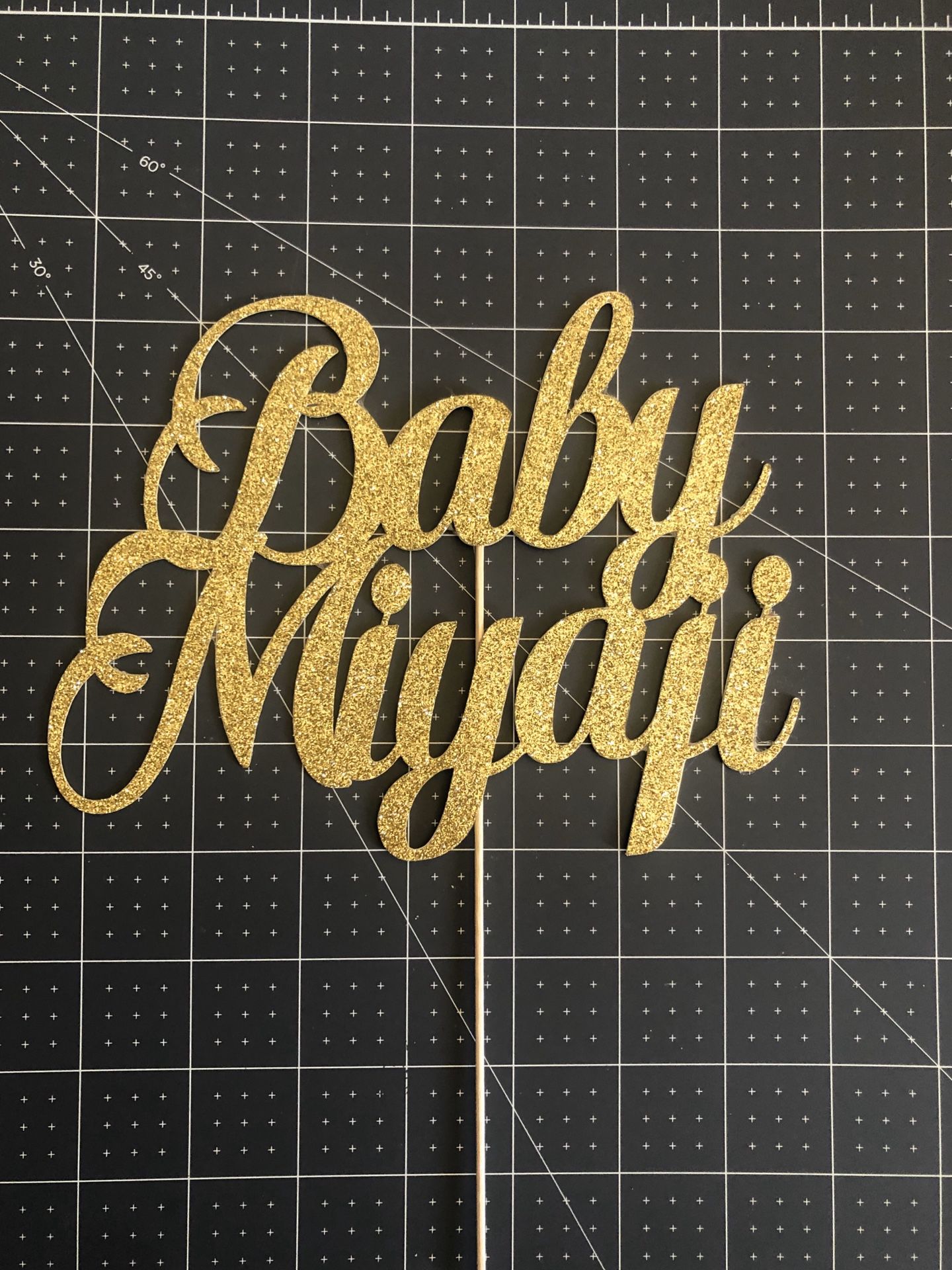 Cake topper baby shower gold