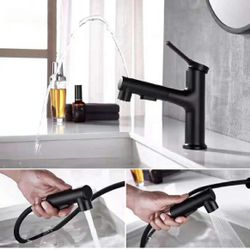 Bathroom Sink Facuet Matte Black 3 Water Spouts. Wash, Sip, Spray  Comes With Everything In Pic