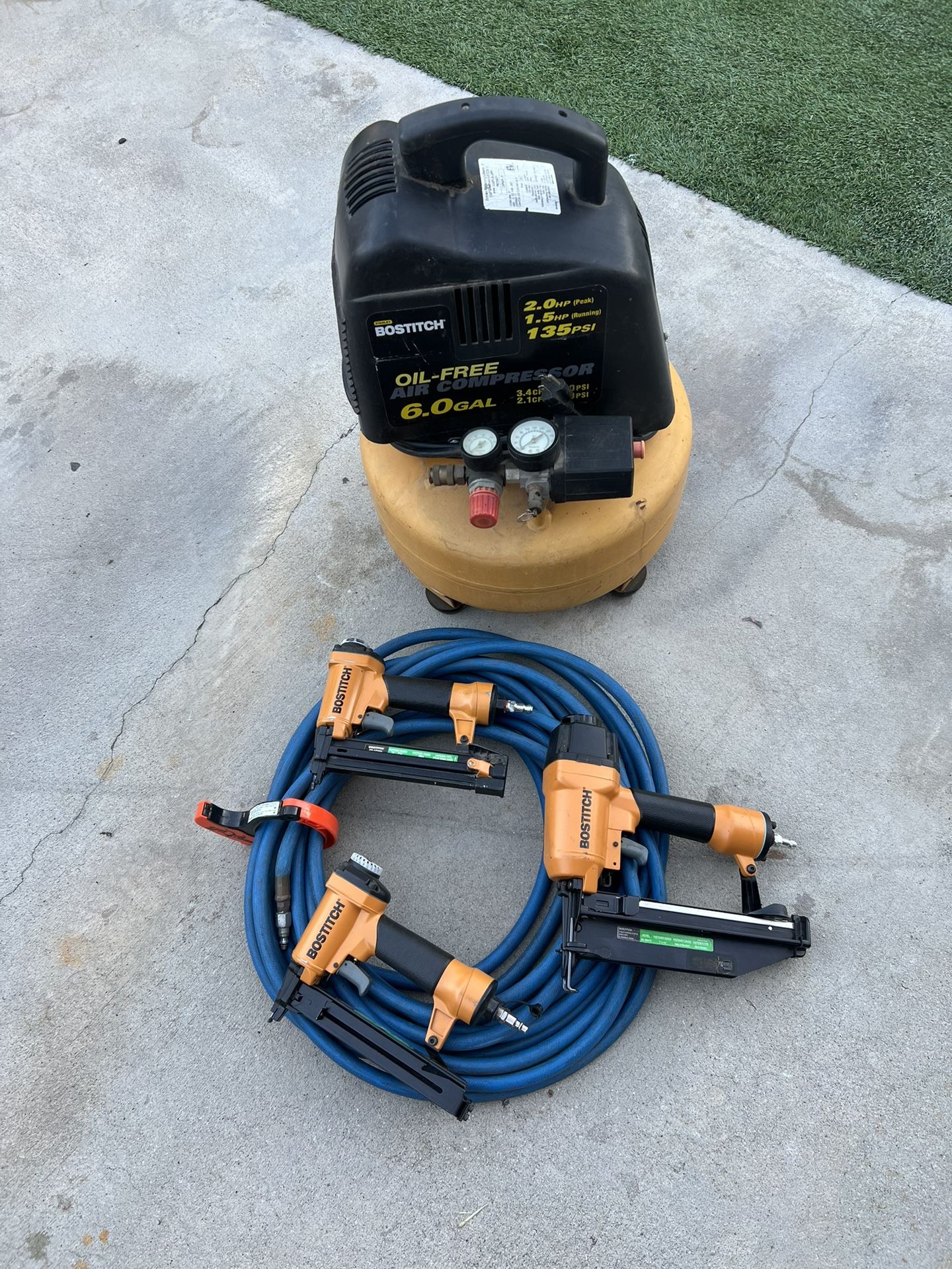 Bostitch Compressor and 3 Nail Guns