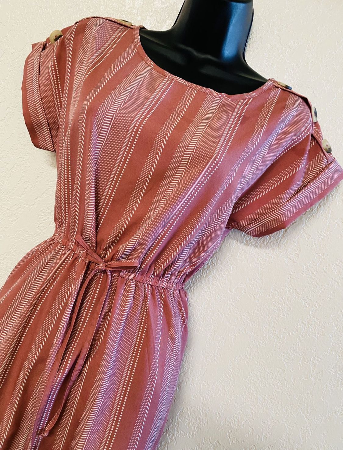 BLUSH, Pink & White Striped Dress, Size S