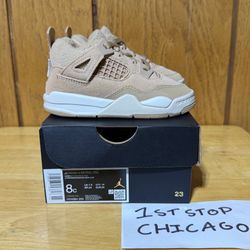 Nike Air Jordan 4 Retro Cozy Girl Fuzzy HV4384-200 TD Toddler 8C Athleisure NEW