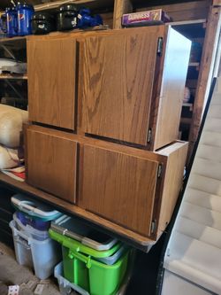 Kitchen Cabinets, oak grain finish, set of 2