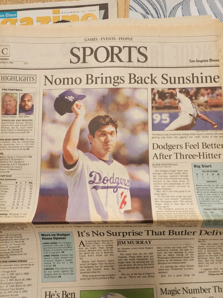 DODGERS HIDEO NOMO NEWSPAPERS (7) COLLECTION 