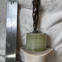 MAKE AN OFFER - Small Antique Bronze French Girl Statue