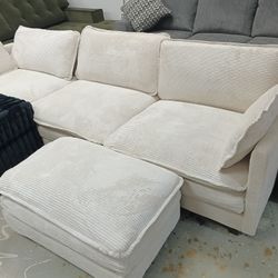 Lovely White Sofa And Ottaman