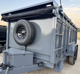 New 8x4x14 Grey Heavy Duty Scissor Lift Hydraulic Dump Trailer With ALL ACCESSORIES INCLUDED 🏆