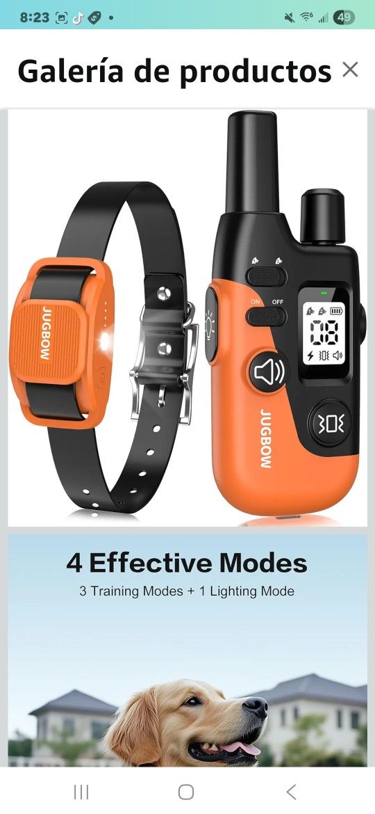 Jugbow Collar de entrenamiento para perros, collar de perro remoto de 4200 pies para perros pequeños, medianos y grandes, collar eléctrico con luz LED