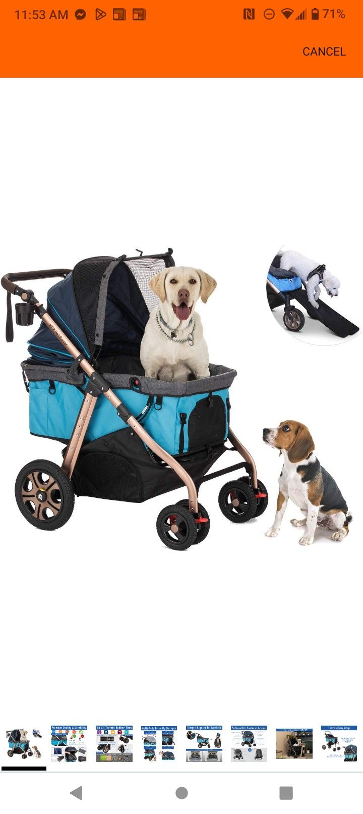 HPZ Pet Rover Titan-HD Premium Super-Sized Dog/Cat/Pet Stroller SUV Travel Carriage/w Access Ramp/100Lbs Capacity