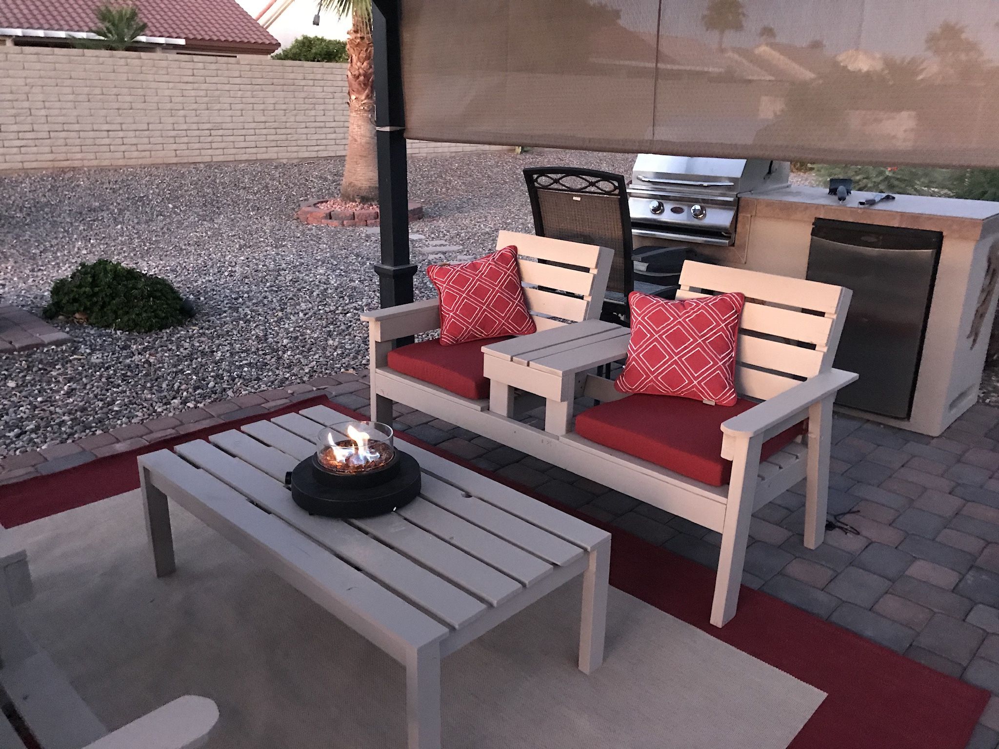 2 seater with table hand made out door patio furniture bench custom