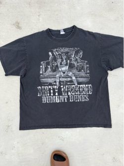 Black vintage graphic tee with "Dirty Weekend Dummont Dunes" size XL see measurements