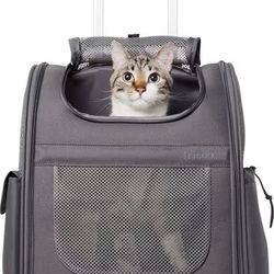 Rolling 4 wheeled pet dog cat carrier backpack