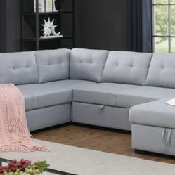 XL Gray Sectional Pull Out Sofa Bed