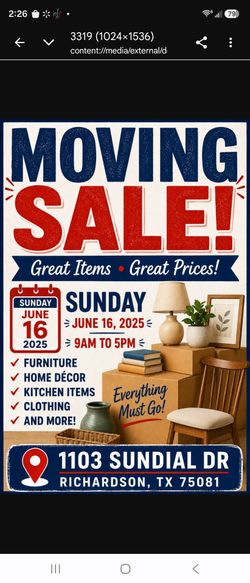 Moving Sale (indoor)