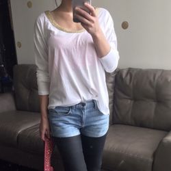 Michael Kors white and gold tee. S-M