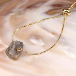 Gold tone Labradorite crystal bracelet