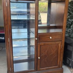 Awesome Hutch, lights up and has glass shelves 44 1/2 x 18 1/2 and 60 inches tall $200