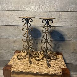  Vintage Candle Wrought iron Holders 