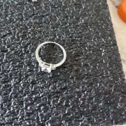 Sterling Silver White Sapphire And Diamond Ring 