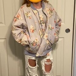Vintage Bugle Boy Floral Bomber Cotton Puffer Jacket